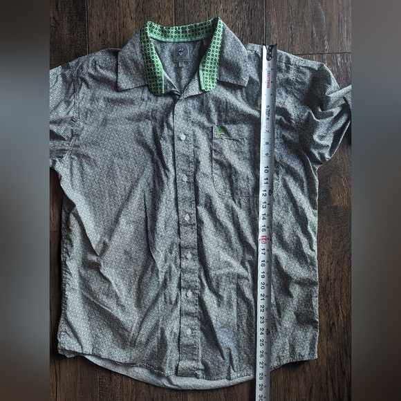 CINCH Long Sleeve Button Down Western Dress Shirt ~ Black & White w/ Green Sz S - Picture 9 of 16